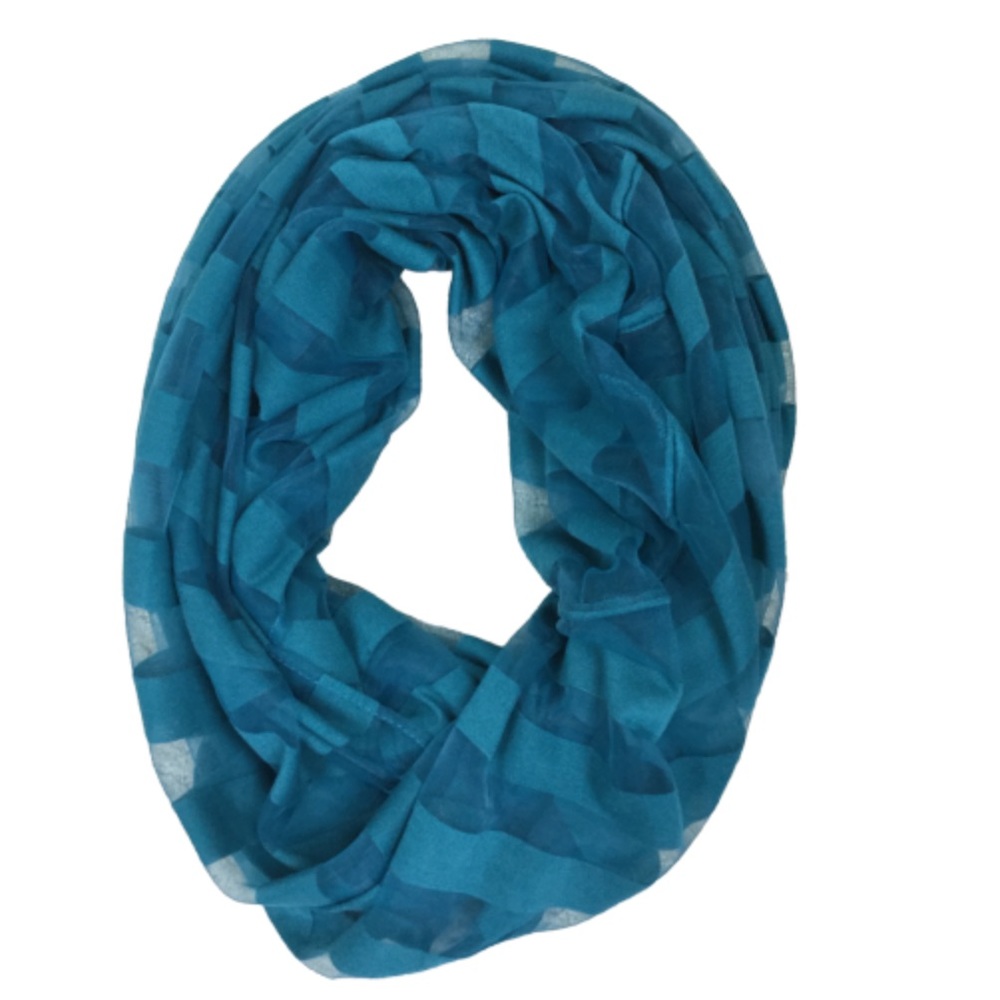 Apt. 9 Teal Blue Sheer Striped Infinity Scarf Lightweight Loop